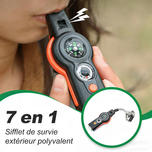 Sifflet de survie multifonctionnel 7 en 1 pour l'extérieur