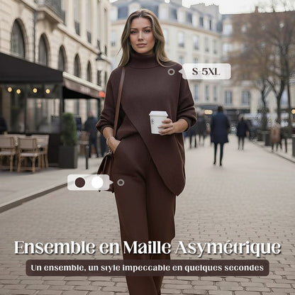 🔥Ensemble 2 pièces femme👚Pull asymétrique + pantalon large (livraison gratuite)
