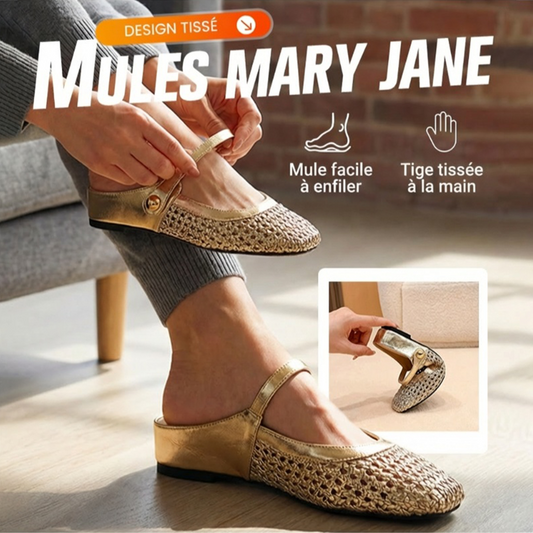 👡 60% DE RÉDUCTION! ✨ Mules Mary Jane à Bout Carré Tissées – Tendance, Confortables & Faciles à Enfiler 🌸