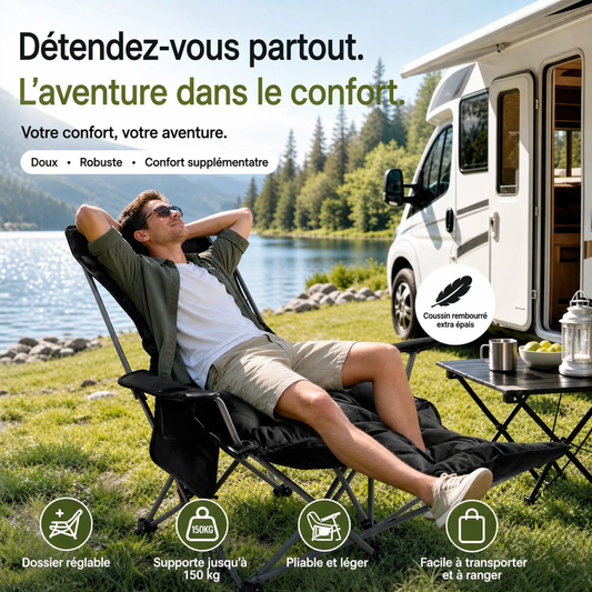 🪑 64% DE RABATT ! 🌿 Trgbarer verstellbarer Klappstuhl für Außenbereich – Léger, stable et pratique – Idéal pour le jardin, le camping, la plage ou la terrasse – un transport et une construction simples 🏕️✨
