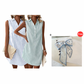 🛒 Offre de lancement -53%🌸Robe chemise rayée sans manches pour femmes col en V