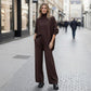 🔥Ensemble 2 pièces femme👚Pull asymétrique + pantalon large (livraison gratuite)
