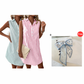 🛒 Offre de lancement -53%🌸Robe chemise rayée sans manches pour femmes col en V