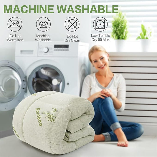 ✨50 % DE RÉDUCTION !! 💚🛌Surmatelas double en viscose de bambou haut de gamme pour soulager les maux de dos, surmatelas matelassé extra-épais de 1 200 g/m², housse de matelas « pillow top »🌸