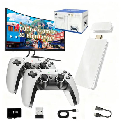 Plus de 40 000 jeux disponibles. Toute nouvelle console de jeux rétro M15. Compatible avec la connexion HDMI 4K. Manettes plug‑and‑play pour jouer sur télévision. Équipée de manettes sans fil 2,4 GHz améliorées.