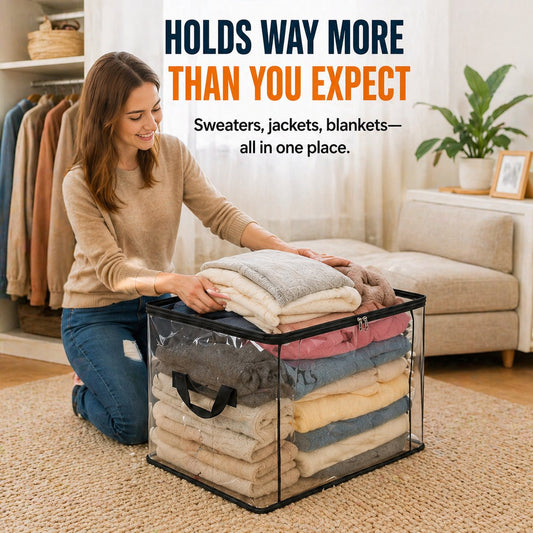 🔥Offre à durée limitée : 50 % de réduction 📦Grand sac de rangement transparent en plastique épais et résistant pour vêtements, déménagement et stockage