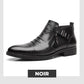 📢📢55 % de réduction !!!🎅 Bottines en cuir avec fermeture éclair double face et extrémités pointues pour hommes