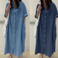 🔥‑50 % Robe longue en jean coupe décontractée boutonnée devant🤍✨ Robe‑chemise pratique avec poches, style simple et intemporel