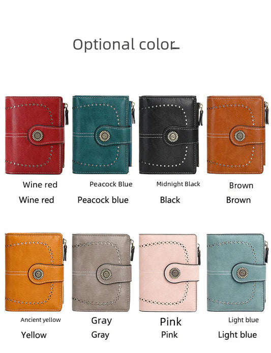 🌸Offres spéciales printemps🌸 🔒 Portefeuille court à fermeture éclair antivol RFID | Porte-monnaie élégant à boucle et fentes pour cartes multiples pour femme 💳