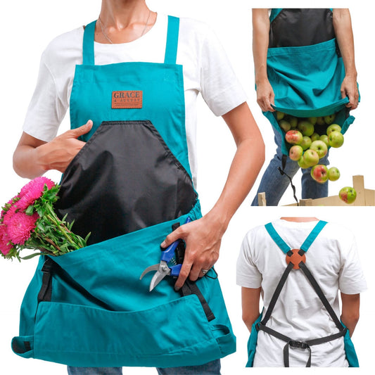 🎁 Vente chaude 49% de réduction 🔥Tablier de jardinage croisé dans le dos avec poches kangourou profondes