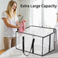 🎁 Boîte de rangement transparente en tissu | Organisateur de placard pliable – Idéal pour les vêtements, les jouets, les couvertures et plus encore ! 🧸👕📦