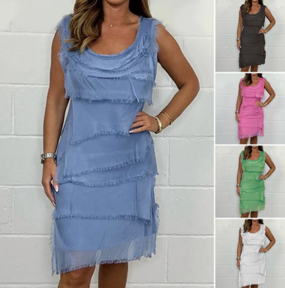 🔥Vente à chaud 49% de réduction🌸 Robe Décontractée Sans Manches à Volants Superposés pour Femme ✨