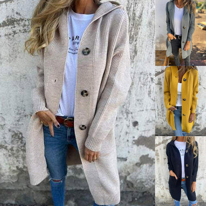 🌸 OFFRE LIMITÉE –50% ! ✨ Cardigan boutonné avec capuche pour femmes