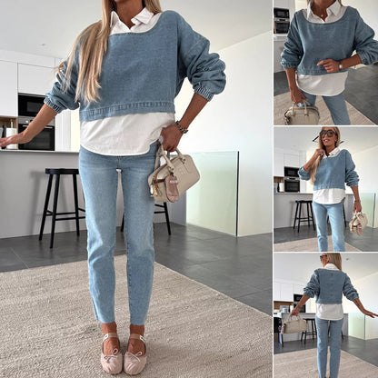 🔥Vente à chaud 49% de réduction🩵 Ensemble 2 Pièces Chic – Haut en Jean & Pantalon 🩵Livraison gratuite🩵
