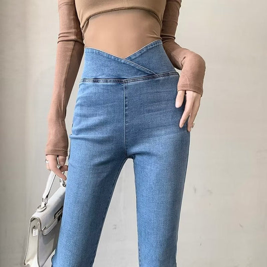 👖50% de réduction pour une durée limitée🔥High-waistted elasticated micro flared jeans