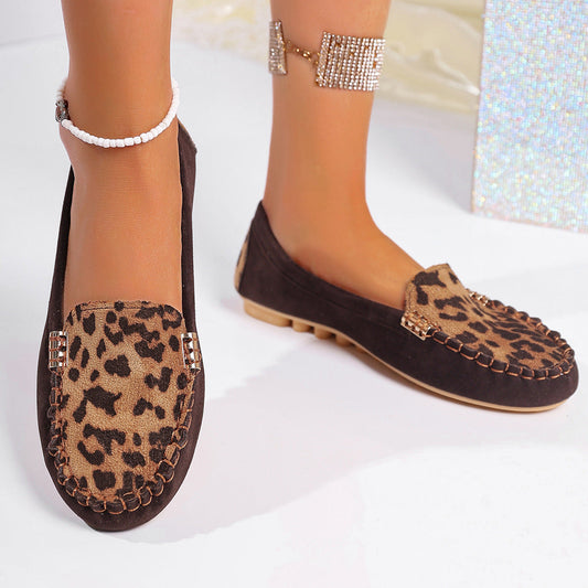 🌷49% de réduction🍃Mocassins patchwork à imprimé léopard pour femmes