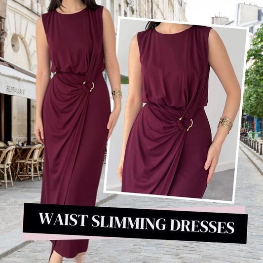 🌸NEW HOT SALE✨Robes amincissantes à col rond sans manches pour femmes
