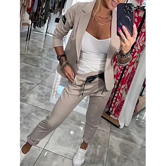 ⏰ Nouvelle vente chaude 52% de réduction 🎀Ensemble 2 pièces veste et pantalon de costume décontracté pour femme