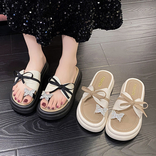 ✨Hot Sale 49% Off🌸Chaussons tendance pour femmes avec nœud papillon et semelle épaisse