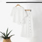 💃✨👕 PROMO -50% ! Ensemble Deux Pièces pour Femme – Top Ourlet Asymétrique & Pantalon Large, Look Moderne & Confortable (Blanc/Noir/Vert, S-4XL)