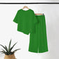 💃✨👕 PROMO -50% ! Ensemble Deux Pièces pour Femme – Top Ourlet Asymétrique & Pantalon Large, Look Moderne & Confortable (Blanc/Noir/Vert, S-4XL)