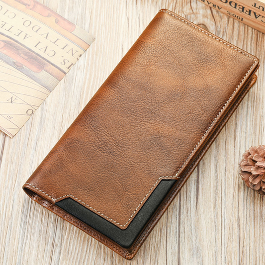 🧔Portefeuille long homme – Style vintage & cuir durable