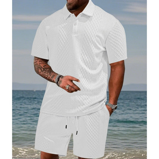 👕 Ensemble été 2 pièces : Haut col rabattu + short, style raffiné et décontracté