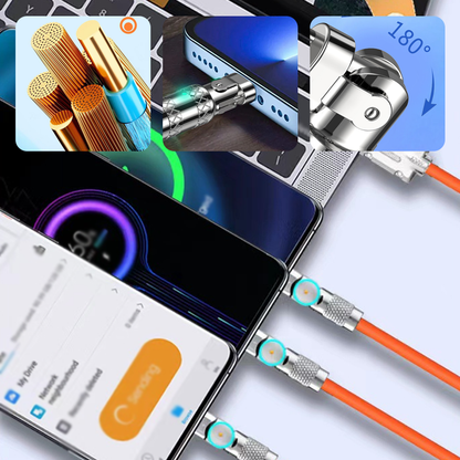 ⚡ 120W 3 en 1 coude rotatif câble de données de charge rapide ⚡Achetez-en 1 et obtenez-en 1 gratuitement