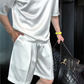 🏆Vente flash de nouveaux🔥Ensemble deux pièces haut et short décontractés en coton mercerisé de haute qualité pour hommes, couleur unie 【Coupe ample, convient à toutes les occasions】