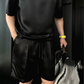 🏆Vente flash de nouveaux🔥Ensemble deux pièces haut et short décontractés en coton mercerisé de haute qualité pour hommes, couleur unie 【Coupe ample, convient à toutes les occasions】
