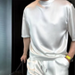 🏆Vente flash de nouveaux🔥Ensemble deux pièces haut et short décontractés en coton mercerisé de haute qualité pour hommes, couleur unie 【Coupe ample, convient à toutes les occasions】