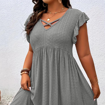 ✨ OFFRE LIMITÉE : -50 % ! 👗 Robe femme col en V à volants – Flatteuse, douce et parfaite pour toutes les occasions 🌸