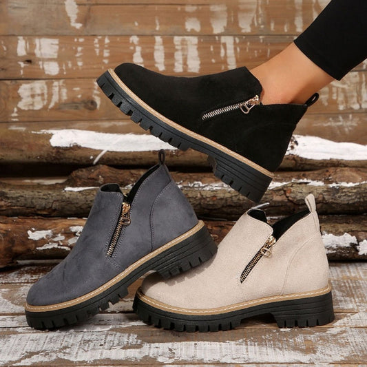✨ BEST SELLER🔥Bottines pour femmes à bout rond et fermeture à glissière sur le côté