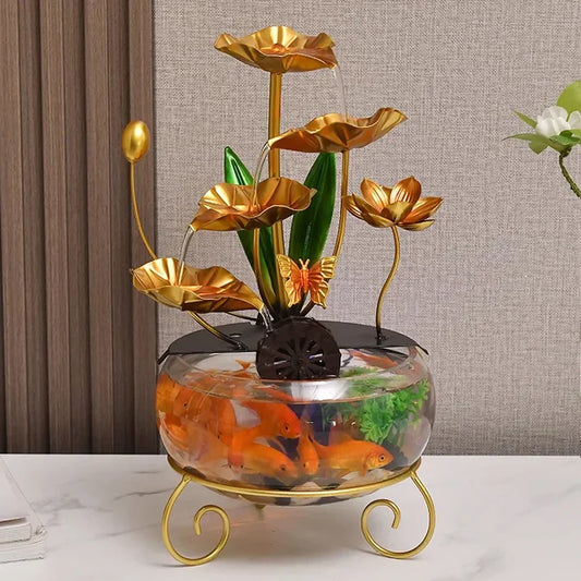 🔥Vente chaude 2025🔥Ornement de luxe créatif en forme d'aquarium avec lotus