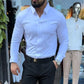 Chemise décontractée coupe ajustée unie pour homme