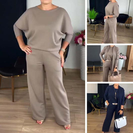 ⏳Offre spéciale à durée limitée⏰Ensemble élégant 3 pièces comprenant un long cardigan, un haut et un pantalon💞LIVRAISON GRATUITE