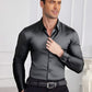 📢64% de réduction！！！📍Chemise Boutonnée à Manches Longues à Col Revers de Couleur Unie pour Homme
