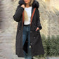 Manteau Parka d'Hiver Décontracté à Capuche et Col en Fourrure pour Femmes