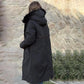 Manteau Parka d'Hiver Décontracté à Capuche et Col en Fourrure pour Femmes