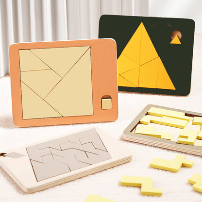 🧩50% DE RÉDUCTION✨Puzzle Tangram en Bois🔷7 Formes Géométriques Classiques pour Développer la Créativité et la Logique des Enfants🔺