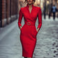✨Nouvelles arrivées élégantes !💃Robe élégante à col en V et coupe ajustée pour femme