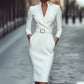 ✨Nouvelles arrivées élégantes !💃Robe élégante à col en V et coupe ajustée pour femme