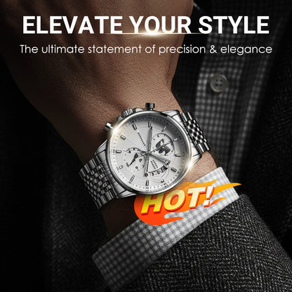 Montre à quartz lumineuse et étanche pour homme