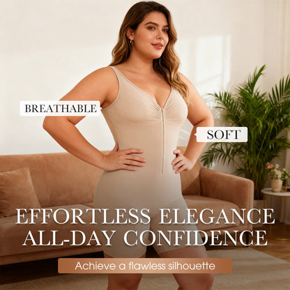 📢📢62 % de réduction !!!🎅Body Sculptant pour Femme Sans Coutures à Fermeture Éclair Avant avec Contrôle du Ventre