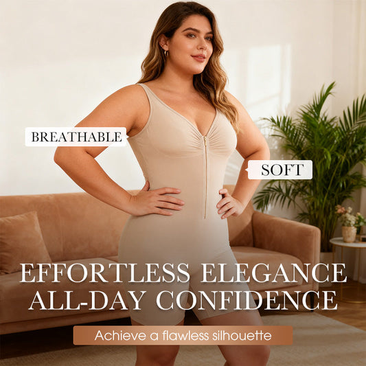 📢📢62 % de réduction !!!🎅Body Sculptant pour Femme Sans Coutures à Fermeture Éclair Avant avec Contrôle du Ventre