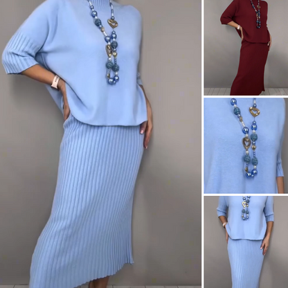 ⏳Offre limitée dans le temps : 50 % de réduction⏰Ensemble 2 pièces pull en maille élégant et jupe midi👚👗✈️Livraison gratuite