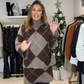 🎄50 % de réduction🎁✨ Ensemble tricoté à motif losange pour femme : pull et jupe, ensemble deux pièces🌟