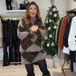 🎄50 % de réduction🎁✨ Ensemble tricoté à motif losange pour femme : pull et jupe, ensemble deux pièces🌟