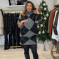 🎄50 % de réduction🎁✨ Ensemble tricoté à motif losange pour femme : pull et jupe, ensemble deux pièces🌟