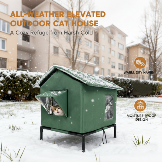 🐈Maison pour chat d'extérieur surélevée, adaptée à toutes les conditions météorologiques